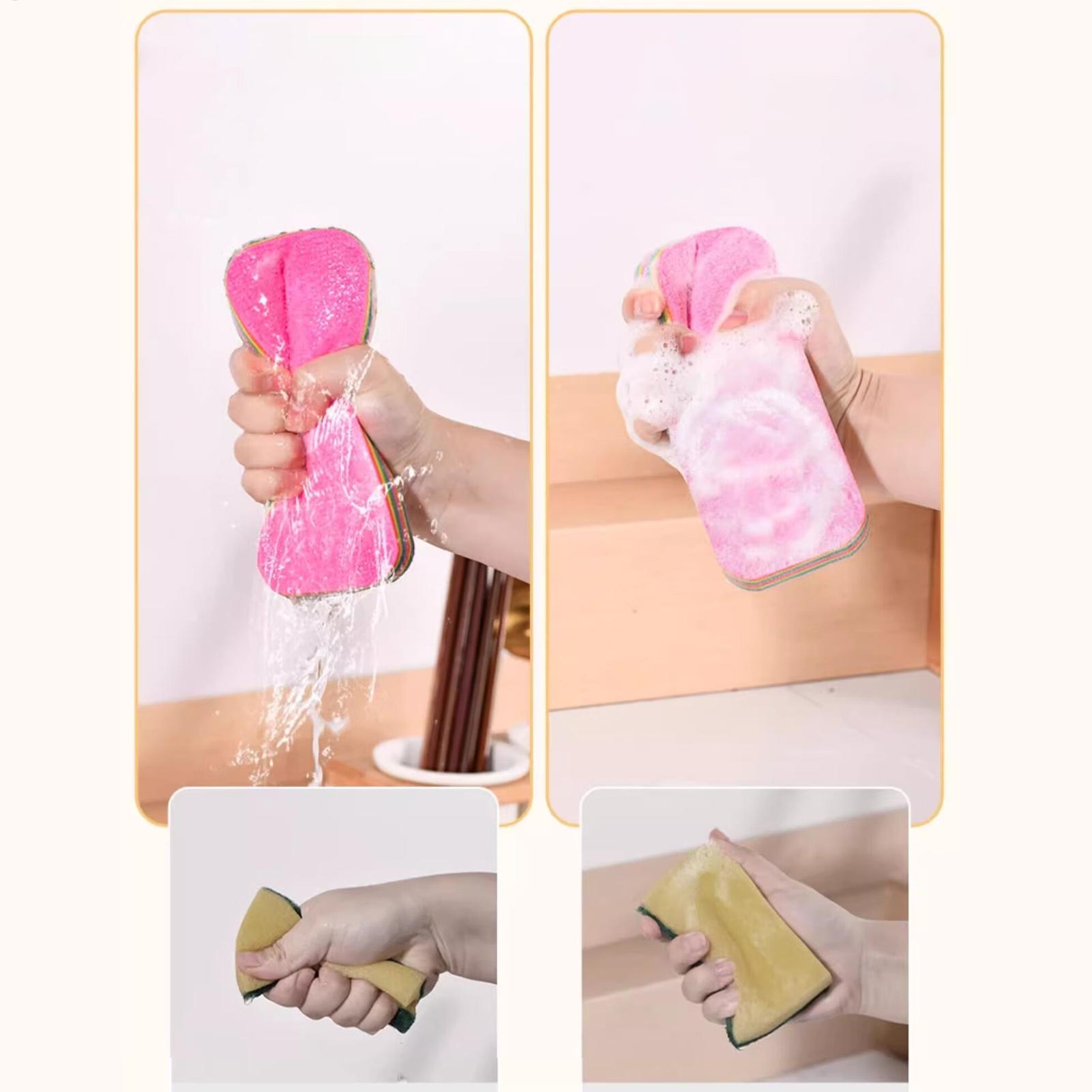 Peelable Layer Cleaning Sponges 12-Ply Reusable Microfiber Dish Towels Highly Absorbent Scrub Rags for Kitchen Multi-Use Sponges