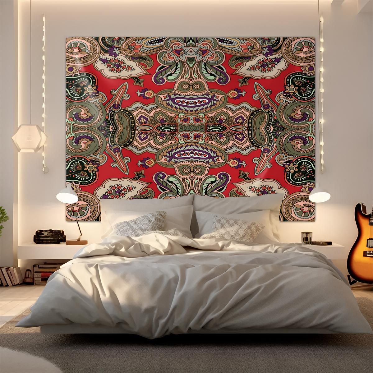 1Pcs Boho Paisley Printed Tapestry, Vintage Ethnic Style Wall Hanging, Soft Durable Decorative Tapestries, Vibrant Digital Print Art Tapestrys, Ideal for Living Room, Bedroom, Dorm, Studio, Home Wall Decor