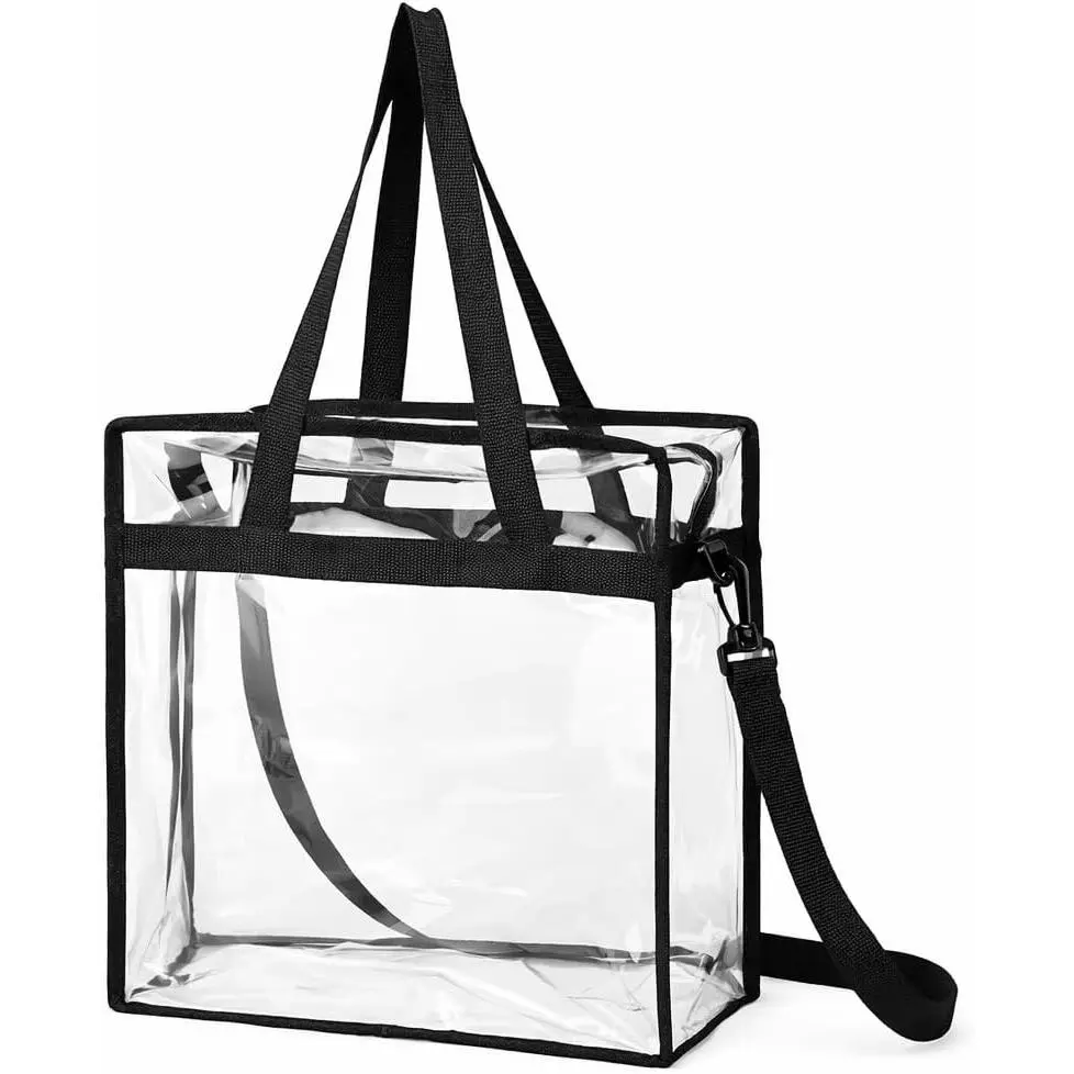Clear Stadium Approved Tote Bag 12 x 6 x 12 Transparent Bag Adjustable Shoulder Strap