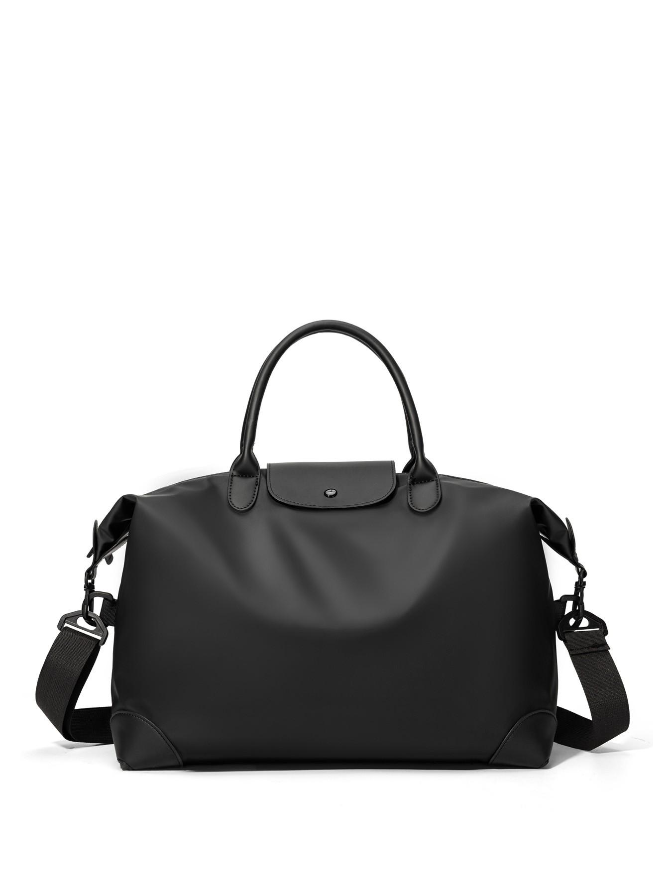 Men's travel tote bag, solid color handbag, zipper closure, fashionable and versatile, casual and simple, suitable for college students, school, business trips, travel, fitness, large capacity men's travel bag, Shoulder Totes