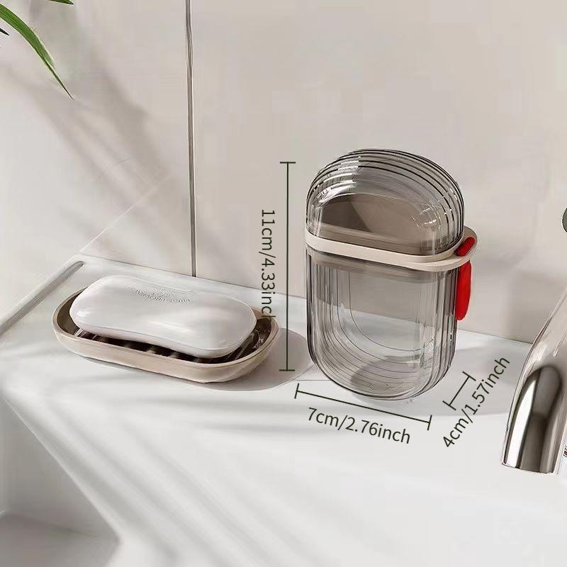 Portable Travel Soap Box & Mouth Cup Set Draining Soap Holder Toothbrush Cup Couple Wash Cup Toothpaste Storage Organizer Travel Toiletry Kit