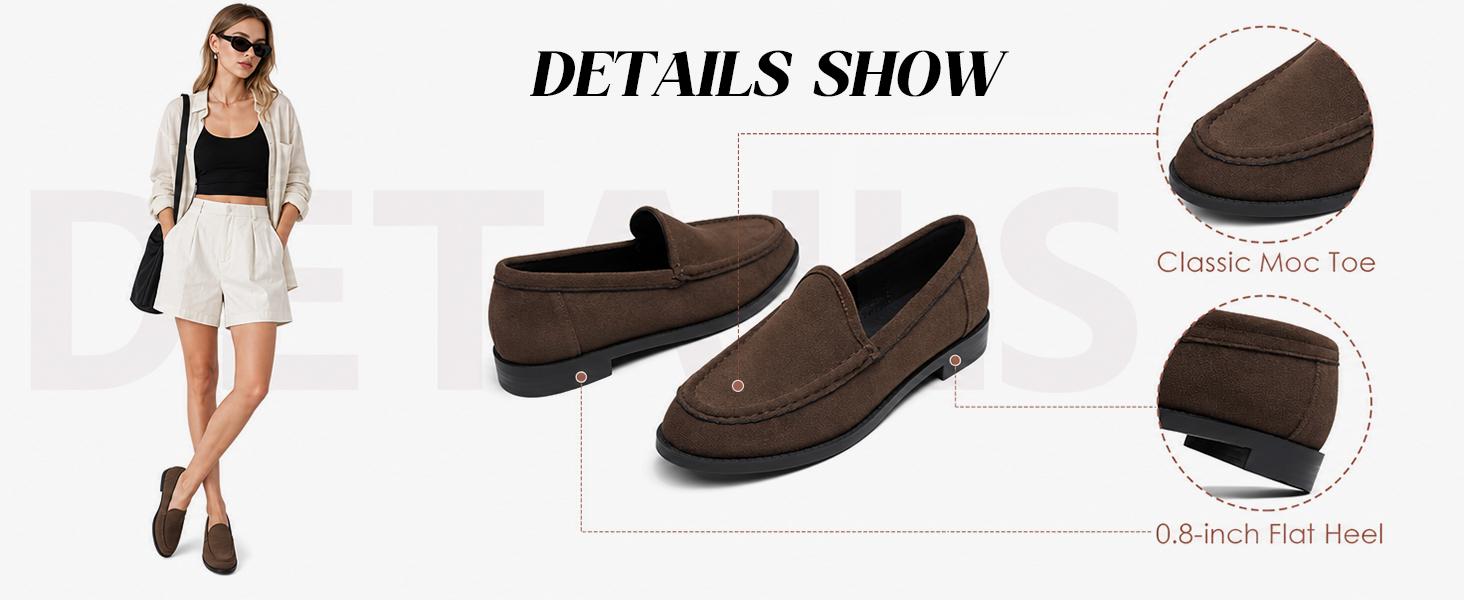 Coutgo Women's Loafers - Slip-On Closed-Toe Flats with Low Block Heel, Comfortable Soft Non-Slip Design for Business Casual Work Office Shopping, Loafers For Women