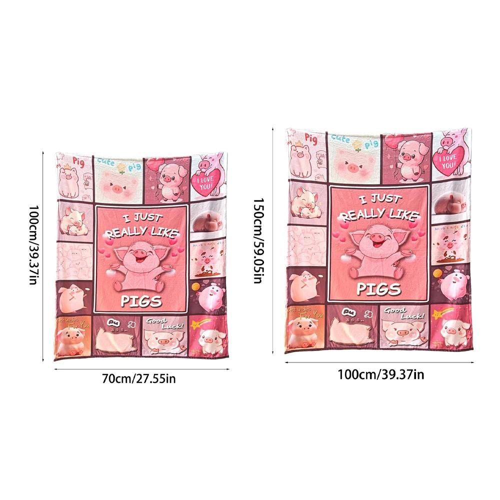 Cute Pig Blanket, Cartoon Adorable Small Pig Flannel Throw, Sleeping Blanket, Multi-Purpose Soft Blanket, Pig Lover Gift