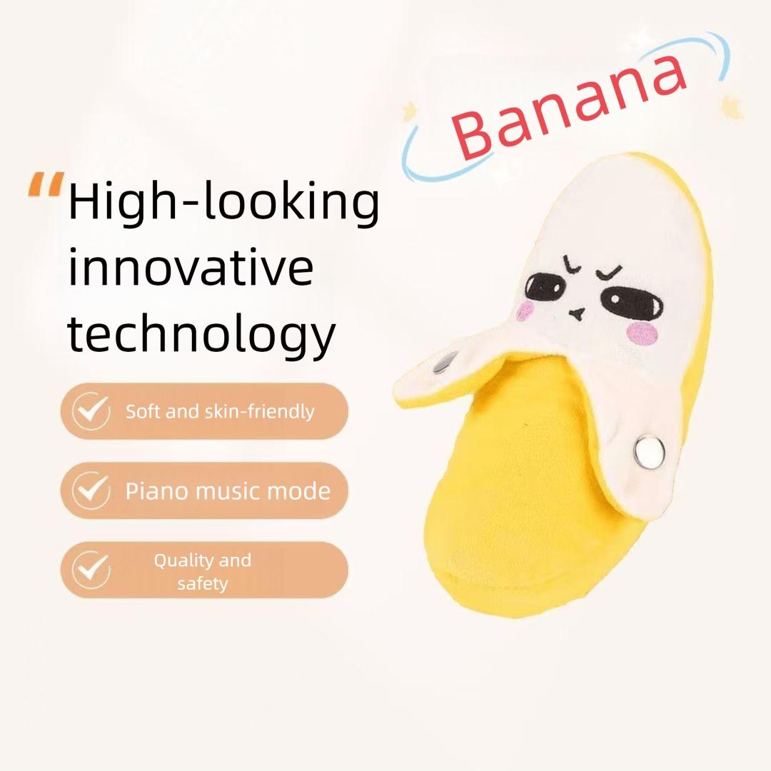 1PC Human induction beat toy in banana shape for kids 3+. Soft plush doll with interactive music function, educational and stress-relieving. Perfect for parent-child interaction, daily leisure and holiday gifts.