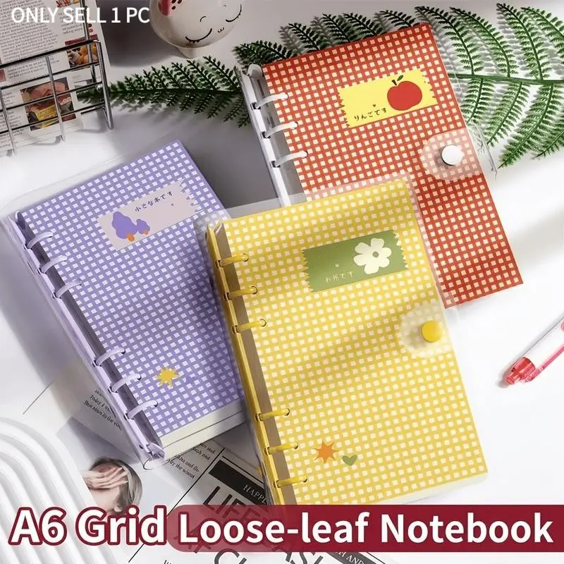 A6 Crystal Clear Journal Notebook with Ring Binder, Notebook Refillable - Removable Polka Dot Cover, Blank Lined Paper, Portable Planner for Students, Scrapbooking & Daily Notes