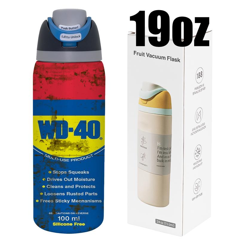 Auracup 1 Count 19/24/32oz Stainless Steel Insulated Mug, Funny WD-40 Oil Can Design with Lid and Straw, Great for Garage, Workshop or Auto Shop, Unique Gift for Dad or Mechanic, Themed Event Decoration, Party Props, Thank You Present