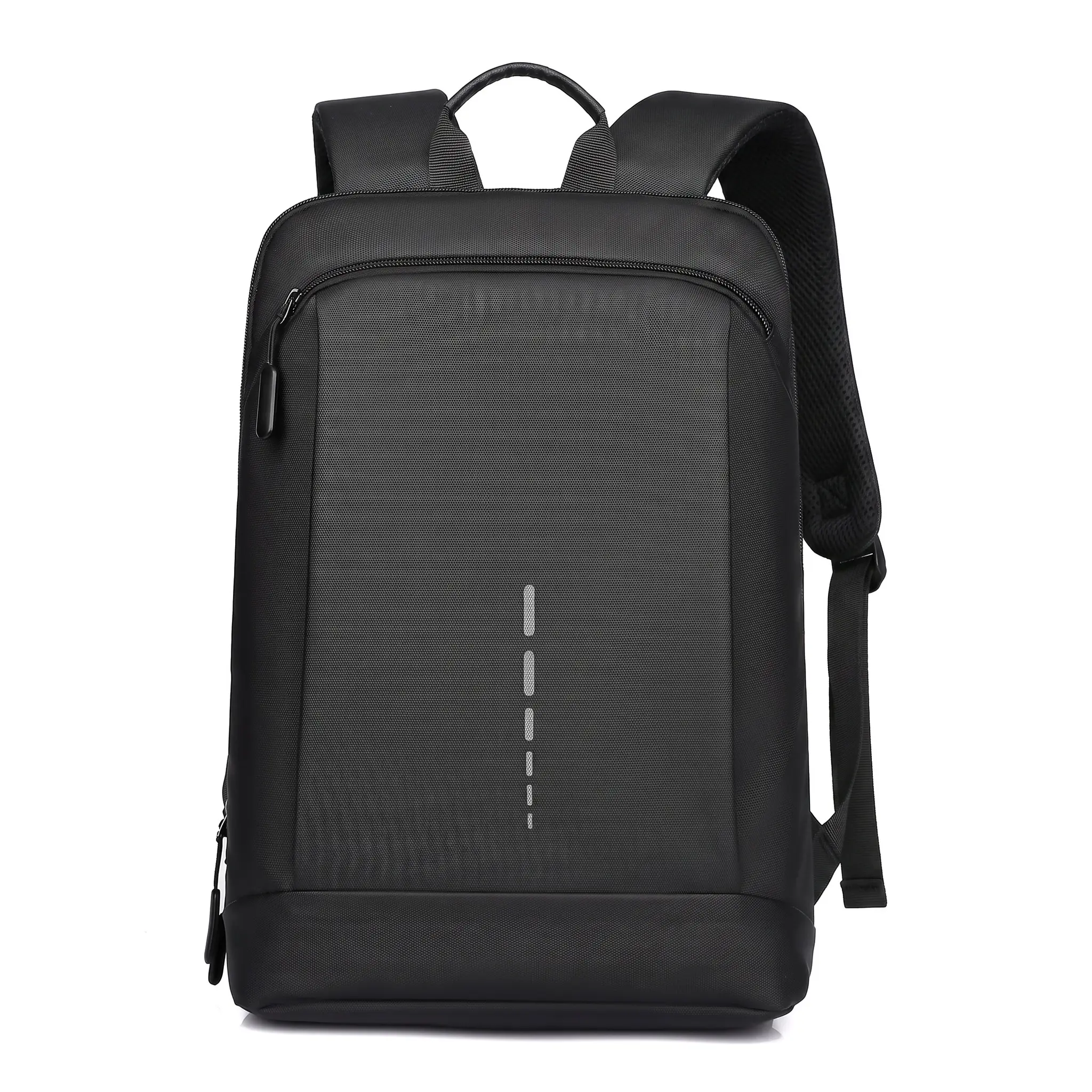 Men's Minimalist Decluttering Backpack, 15-in Laptop Bag with Cozy Air Cushion Straps, Lightweight Breathable Polyester Lining, Sleek Solid Stitching for Business Daily Commute (Black, Gray)
