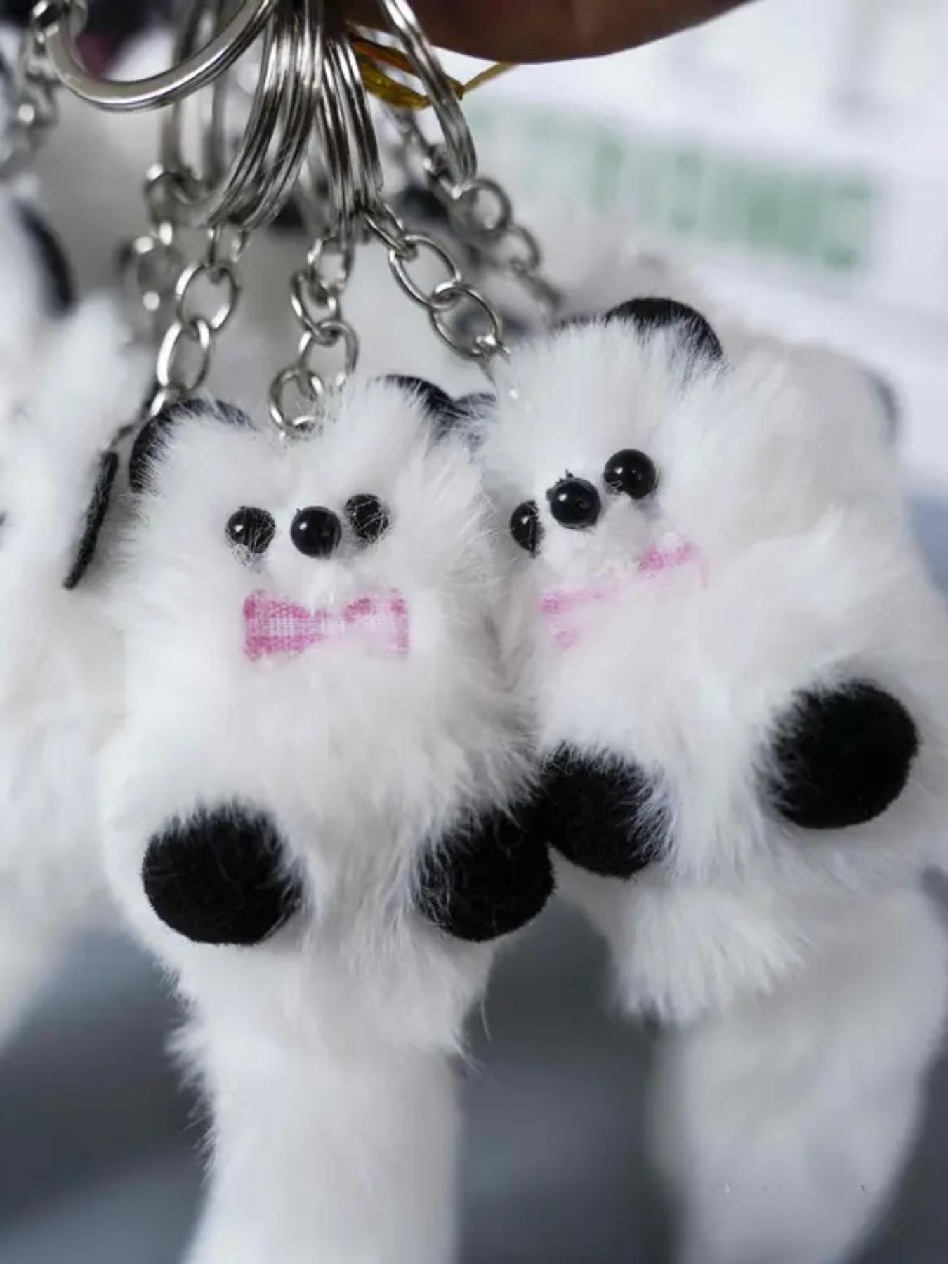 Cute Cartoon Bear Keychain Pendant, Artificial Leather and Wool Animal Charm, Ladies Bag and Car Decoration Key Ring