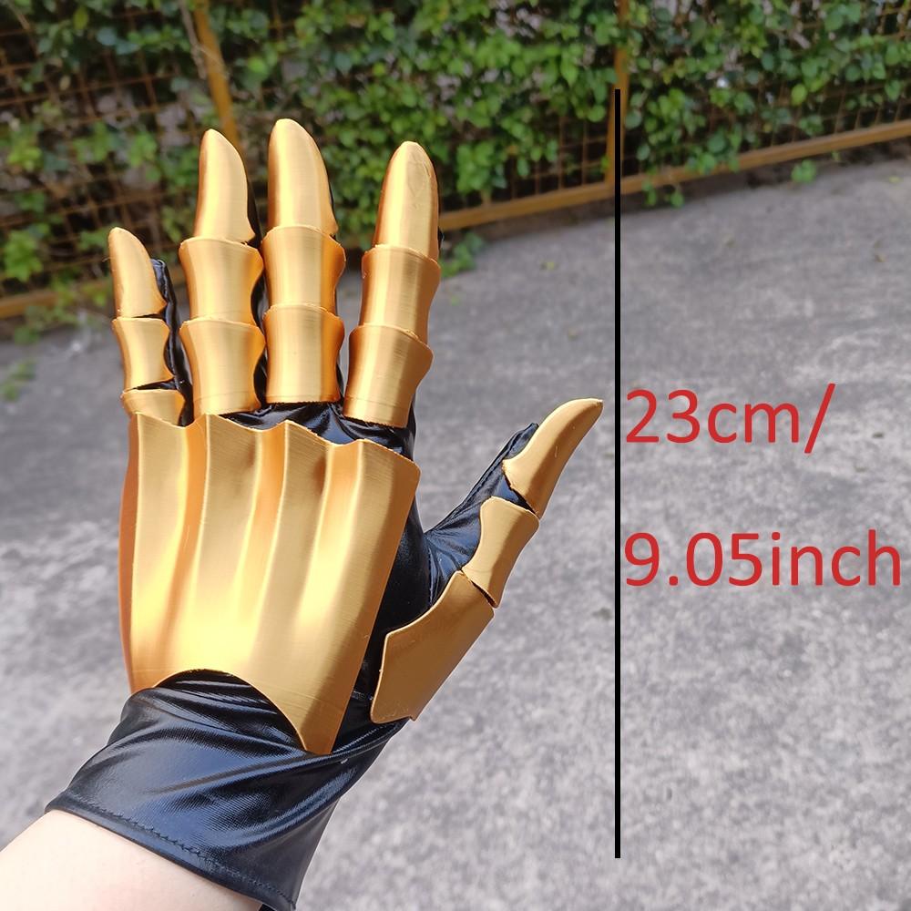 Gold 3D Printing Handmade Gluing Punk Mechanical Gloves Vintage Gothic Wearable Hand Armor Unisex Techwear Cosplay Exoskeleton Gloves