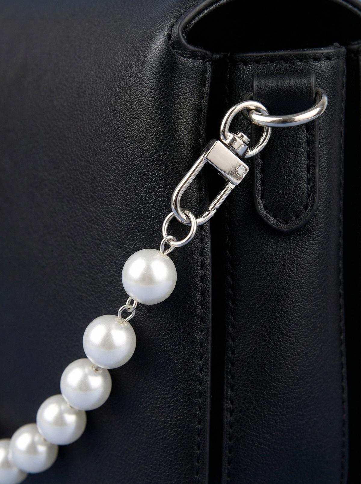 Faux Pearl Bag Chain Strap Silver Metal Decorative Purse Chain for Shoulder Bags Top Handle Mini Bags Handbag Accessory