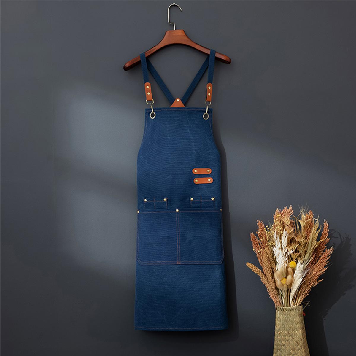 1PC Thick Canvas Chef Apron for Men and Women, Durable Workwear with Pockets, Ideal for Restaurant, BBQ, Baking, Painting, Gardening