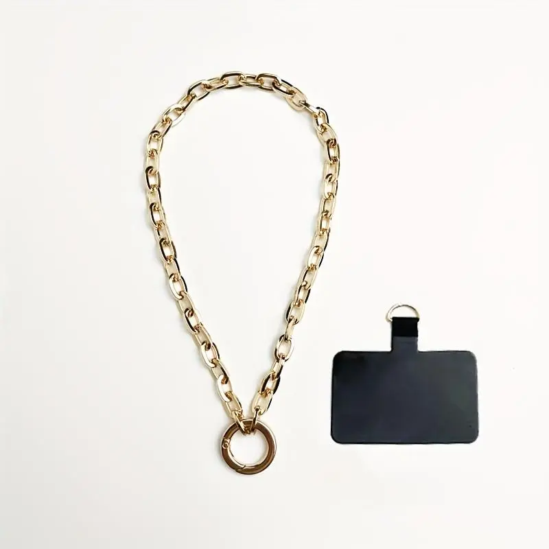 New Stylish Golden Chain Phone Strap With High Appearance Value, Comes With Phone Card, Detachable And Convenient Phone Accessory.