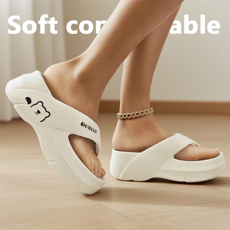 GRIP&GO Women's Fashion Height Increasing Flip Flops with Cute Bear Pattern EVA Material Comfortable Breathable Non-slip Sandals for Beach Home & Outdoor Use GRIP&GO Women's Fashion Height Increasing Flip Flops with Cute Bear Pattern EVA Material Comfortable Breathable Non-slip Sandals for Beach Home & Outdoor Use
