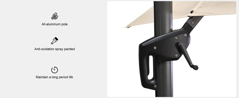 PURPLE LEAF 10x10 ft Affordable Square Outdoor Patio Umbrella for Pool, Garden, Porch Adjustable Shade