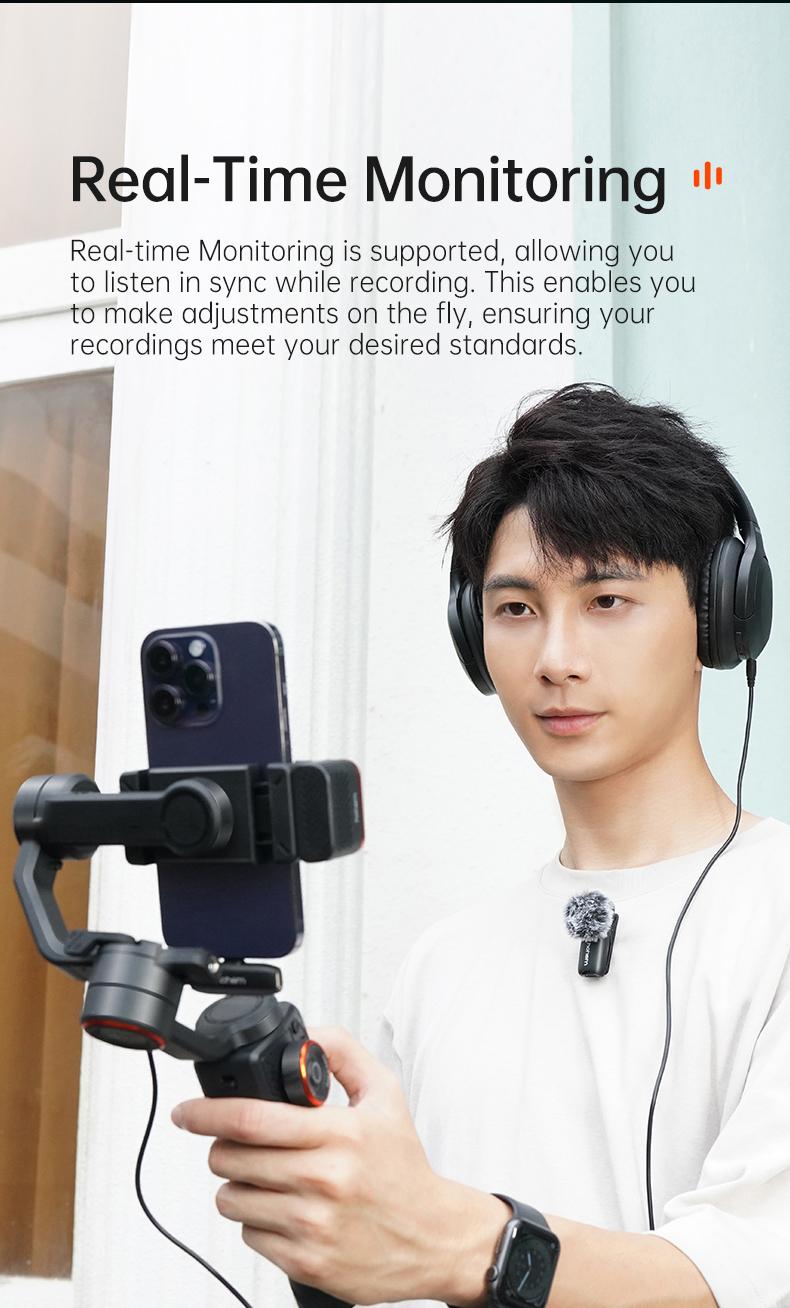 hohem MIC-01 Wireless Lavalier Microphone, DSP Noise Cancellation, 20-Hours Battery, Wireless Mircophone for Android, PC, Camera, Interview, Vlogs (2 TX + 1 RX + Charging Case),Perfect with hohem iSteady M6/ MT2/ Mobile+/Android/ Iphone 17 series