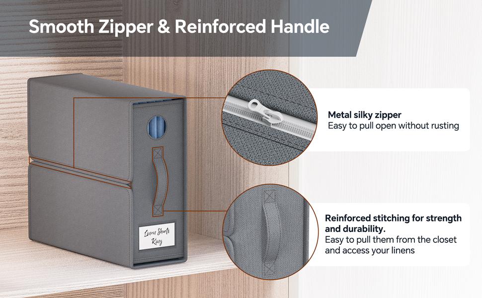 【Gift Box】TRZZ Foldable Bed Sheet Storage Bins 4-Pack | Queen/King Size Oxford Fabric Organizers with Transparent Windows & Reinforced Handles | 15"×13"×5"