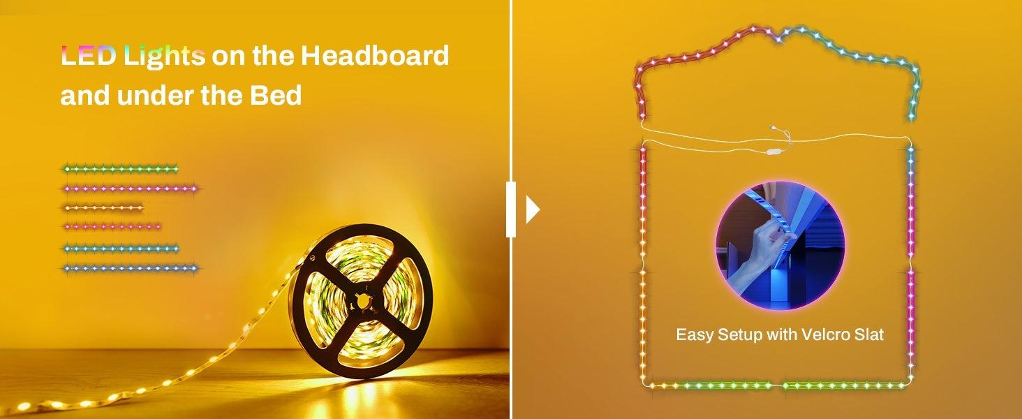 Sikaic Velvet Princess Platform RGB LED Bed Frame with Storage Drawers and Adjustable Crystal Button Headboard Creamy Pink Furniture Nursery Design Cute Interior Bedroom Set Upholstered Modern Cama