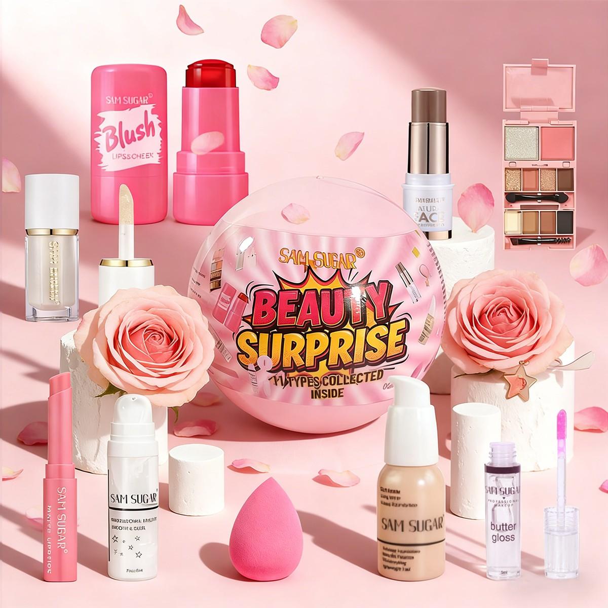 Valentine's Day Makeup Ball Set, Multi-Function Festive Beauty Kit, Perfect Gift, No Alcohol or Aerosol, Not Flammable Liquid