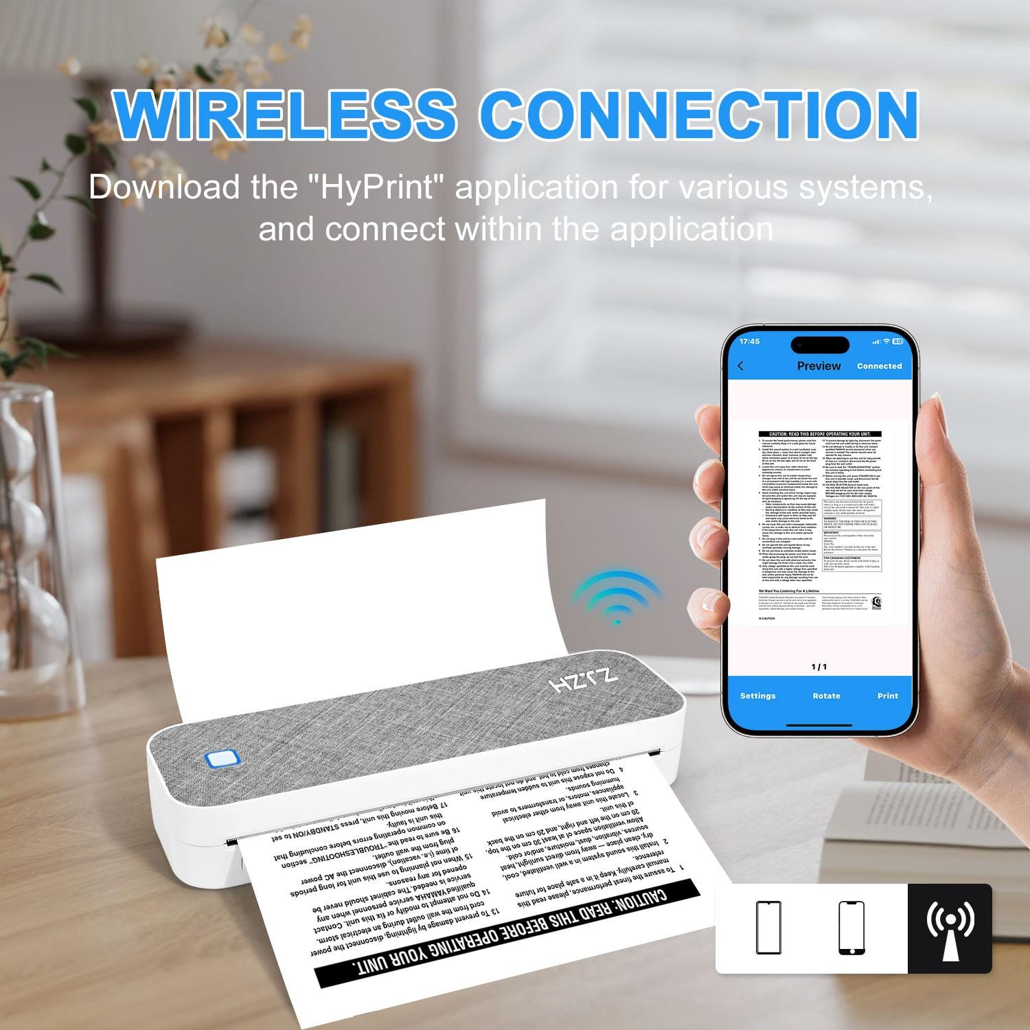 Hztz A4 Thermal Document Printer and Copier, 2-In-1 Tattoo Transfer Machine, Multi-Device Connectivity, Includes Tattoo Paper and Document Paper