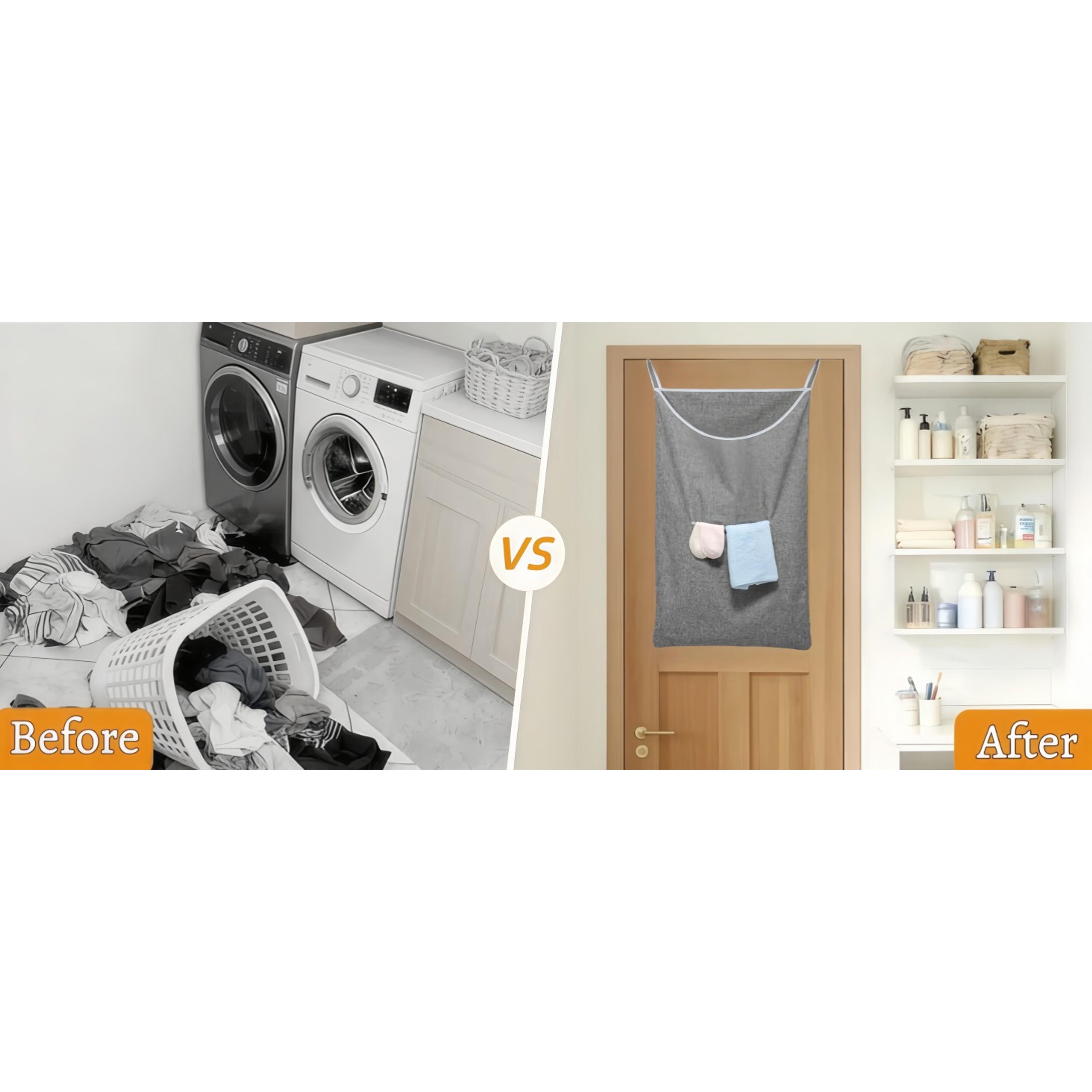 X-Large Door Hanging Hamper Bag,2 Pack Large Capacity Hanging Laundry Hamper Basket with Wide Opening Dirty Clothes Laundry Hamper Storage Bag Size 35X22inch(Grey-2Pack)