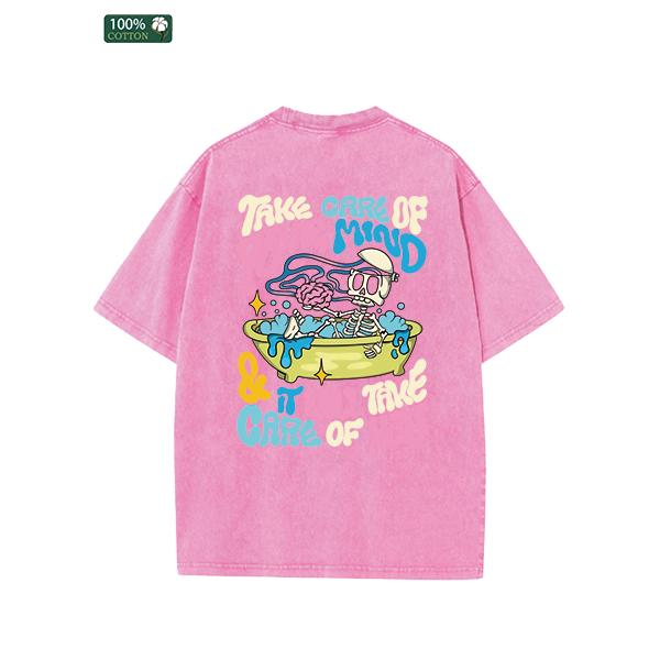 All-Season Men's Clothing, Printed Men's Fashion T-shirts, High-quality Heavy Washed Tee, Round Neck Loose Large Size Men's Short Sleeves Graphic Top.