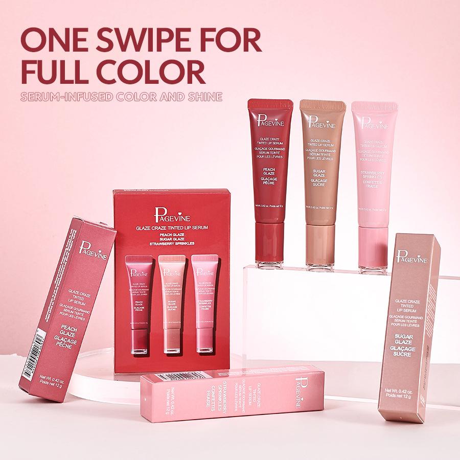 Page Vine Lip Gloss Set, Liquid Lipstick & Balm Trio, Moisturizing Long-Lasting Formula, Berry Color, Perfect for Women