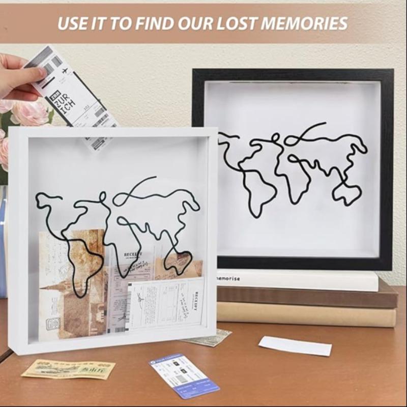 Ticket Storage Box Postcard Souvenir Money Box Map Frame Coin Bank Ticket Holder Display Case Collectible Ornament Small Size 20cm X Cm Large Size 30cm X 30cm