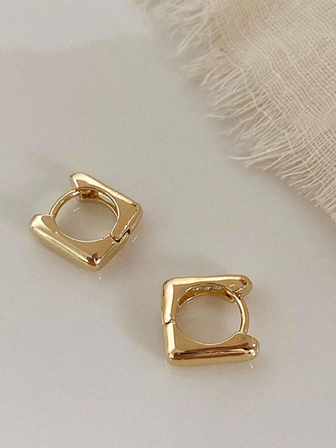 Women's Geometric Hoop Earrings, Vintage Simple Design Copper Ear Cuffs, Casual Daily Party Jewelry, Perfect for Mother's Day Christmas