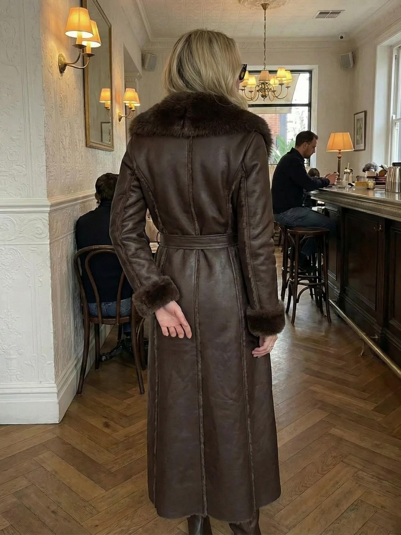 Women's Faux Fur Coat, Winter Fashion Long Sleeve Jacket, Casual Loose Fit Medium-Length Outerwear, Daily Wear Warm Clothing