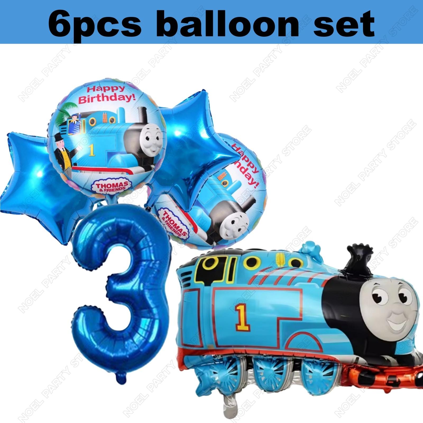 Extra-Large Cartoon Thomas Shaped Balloon Thomas The Train Theme Birthday Decorations for Ages 1-9 Aluminum Foil Balloon Set