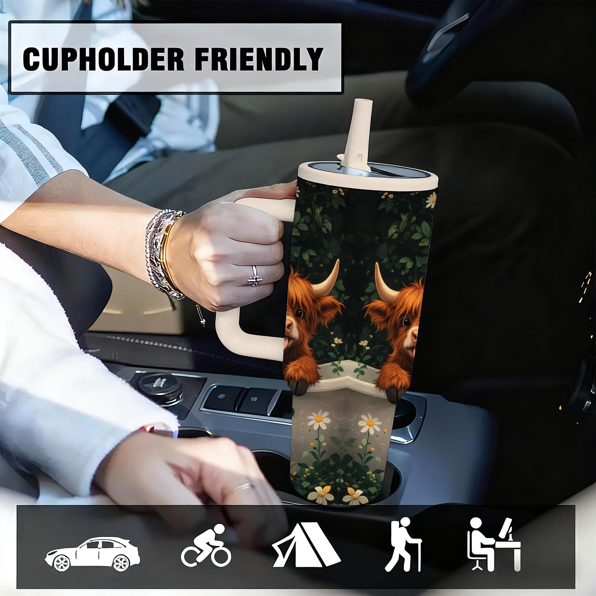 40 Oz Tumbler with Handle and Straw, 100% Leakproof Insulated Water Bottle, Stainless Steel, Cup Holder Friendly, 40oz Mist Color