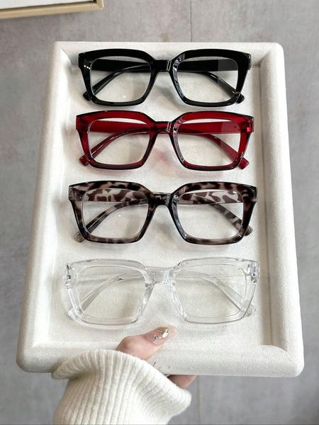 Unisex Non-Prescription Eyeglasses, Classic Rectangular Design, Perfect for Daily Use & Back-To-School Season, Street Photography, Square Eyed Glasses