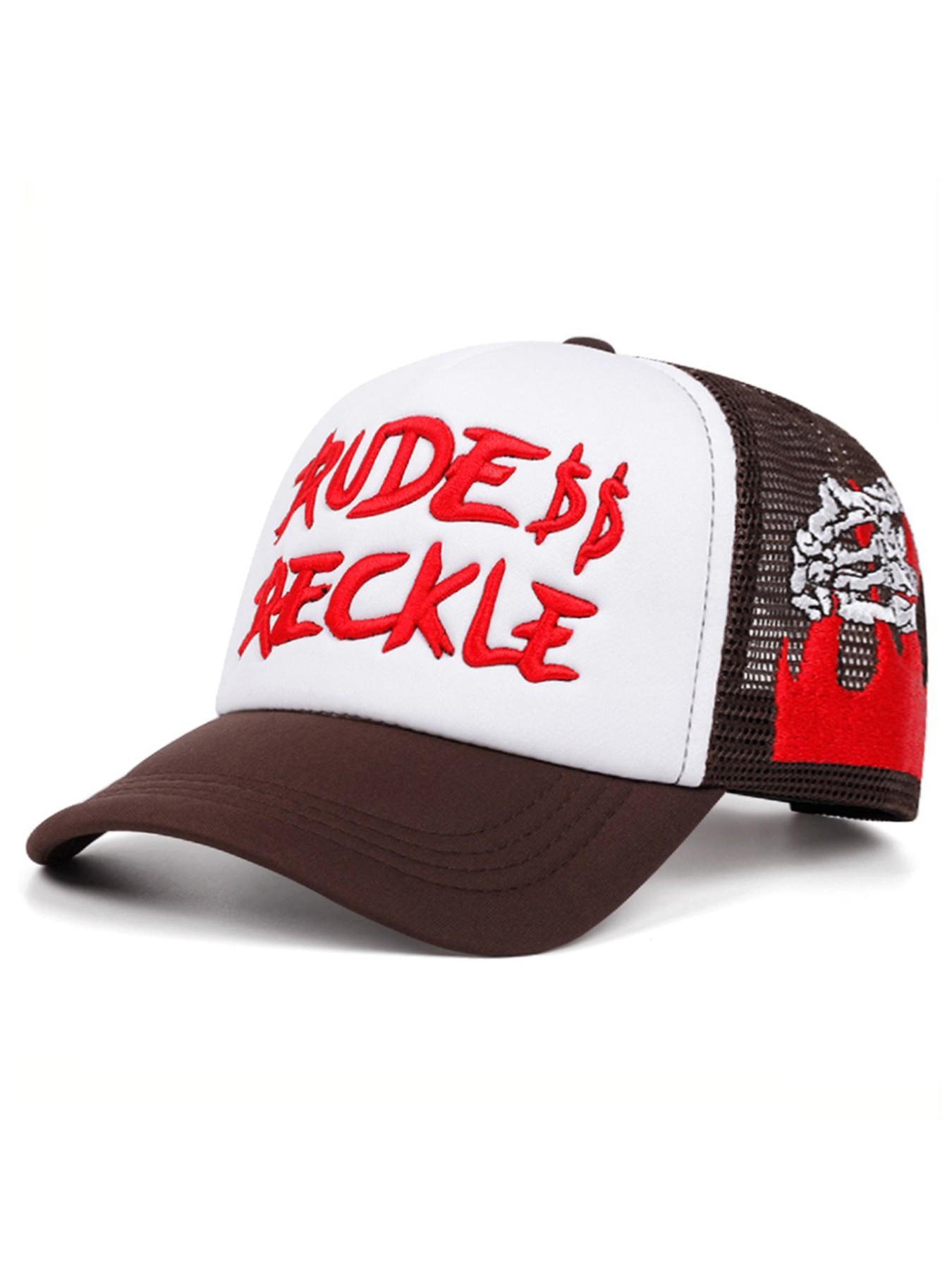 2026 New Personalized Creative Baseball Hat RUDE Hand Skull Embroidered Breathable Mesh Hat Street Fashion Hip Hop Skateboarding Hat Outdoor Leisure Sports Sunshade Hat Daily Commuting Decorative Hat Male Female Same Style