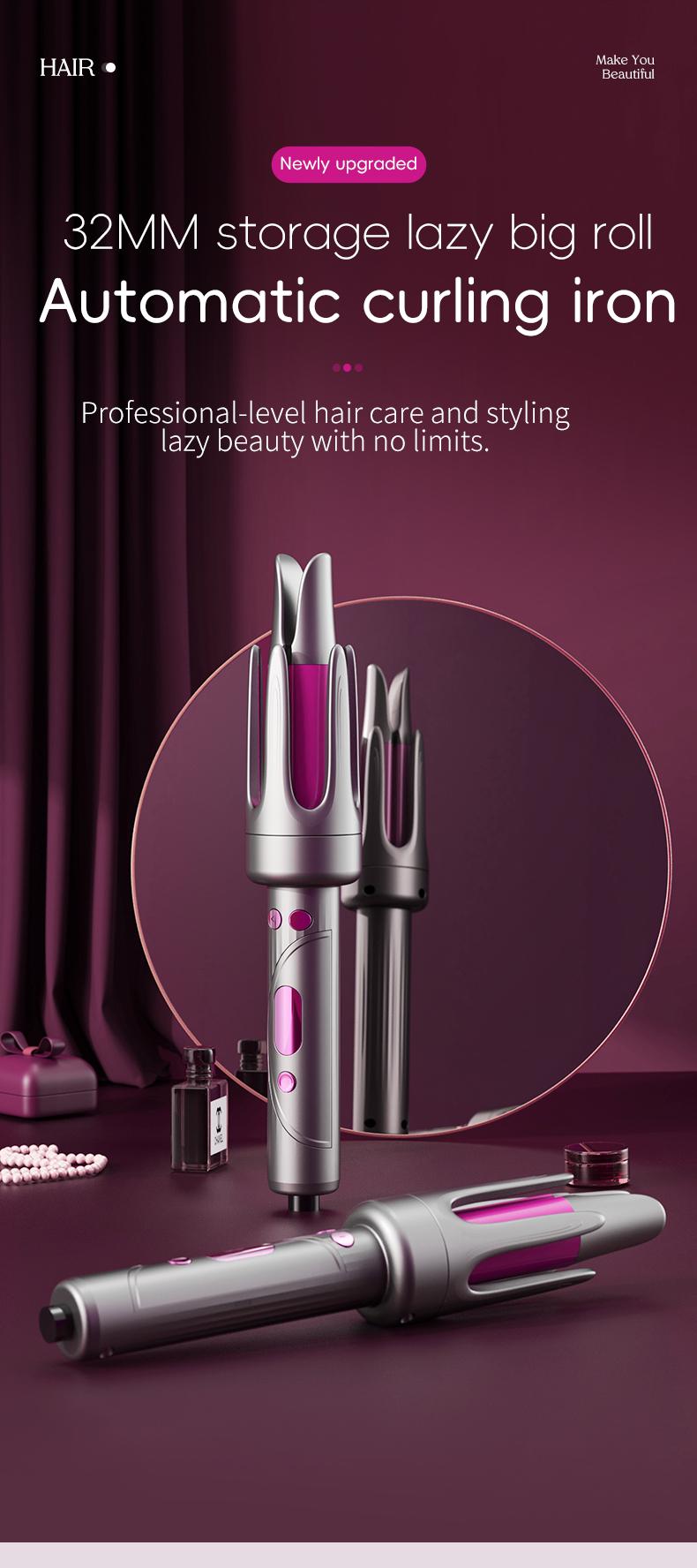 Automatic Hair Curler, 33mm Home Spinning Curling Iron, Negative Ion Automatic Curling Wand, 4 Temperature Modes, For Women's Hairstyles, Valentine's Day Gift, Automatic Curling Iron, Hairdressing Products