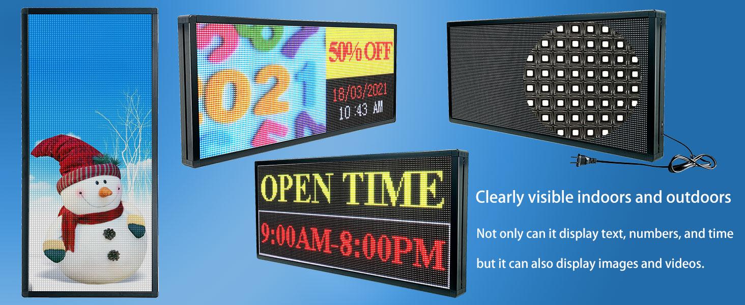 P6 Programmable Scrolling LED Sign Custom Digital Signage Displays Outdoor Aluminum Alloy Wifi Control Open Matrix Panel Electronic Message Board Screen Advertising Ticker Open Neon Sign