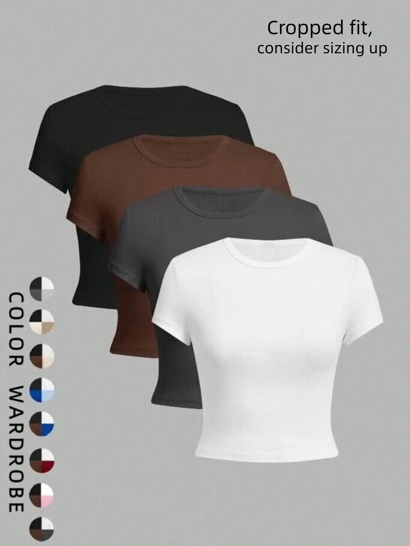 Spring Summer Comfortable Breathable Lightweight Fitted Shaping Women's Basic Knitting Fabric Short T-Shirt, Daily Tee, Soft Round Neck Knit Top, Girl Gift