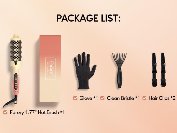 Farery Curling Iron Brush Ceramic, Digital Display 9 Temps Thermal Brush, Dual Voltage