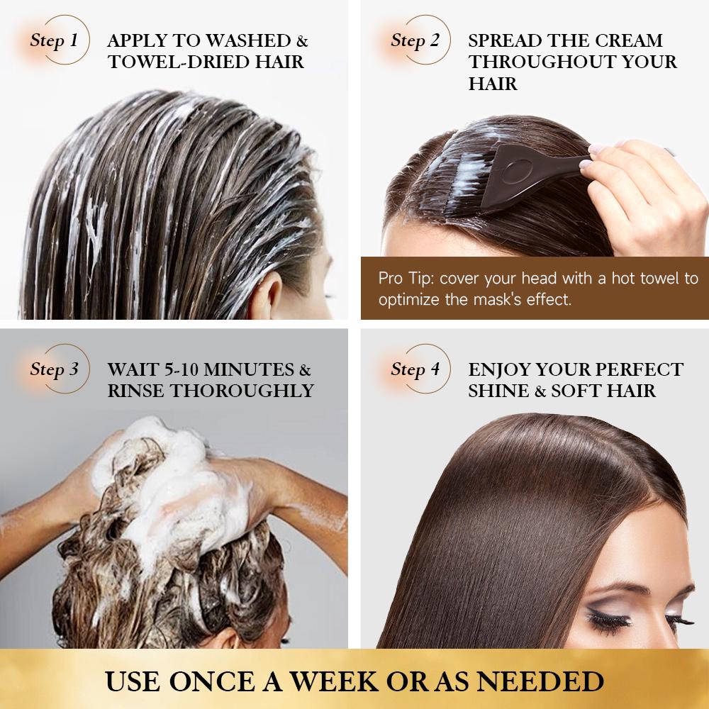 Aomimegel Hair Mask & Oil Set – Deep Repair Treatment with Collagen and Argan Oil, 300ml for All Hair Types Haircare