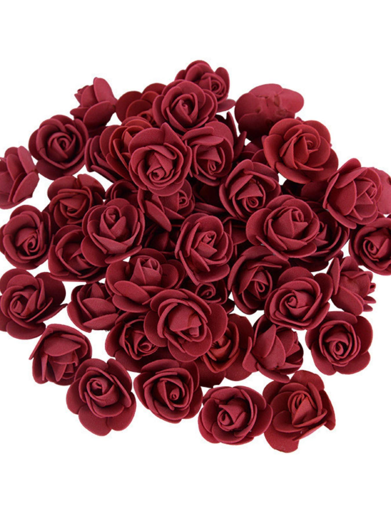 100pcs Pe Rose Foam Flower Heads, Wedding Party Decoration Accessories, Artificial Fake Flowers for Candy Boxes, Realistic Foam Flowers