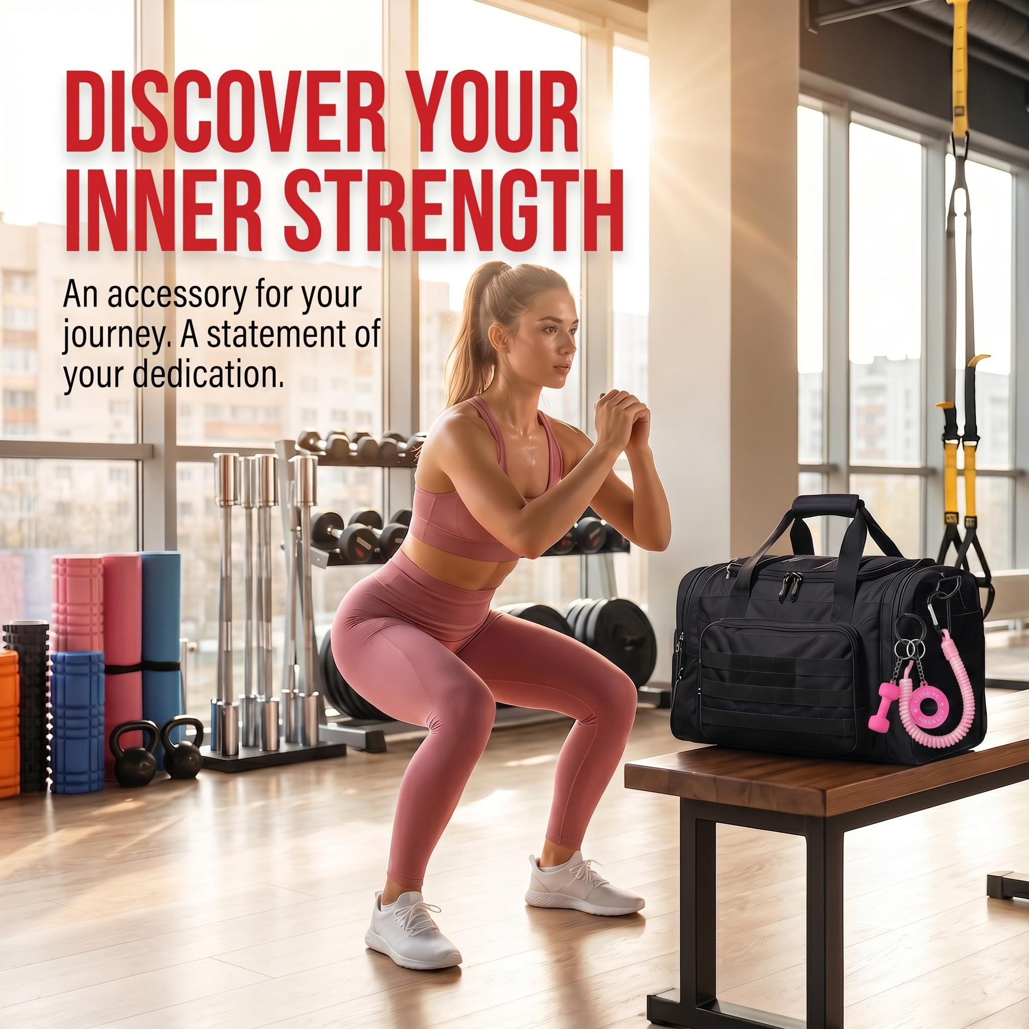 Unisex Workout Equipment Keychain - Gym Dumbbell Barbell Kettlebell Design, Heart Carabiner with Multiple Key Rings, Portable Wristlet, Fitness Accessory for Gym/Backpacks, Stylish Functional Gift for Enthusiasts-YY0, Weight Plate Pendants