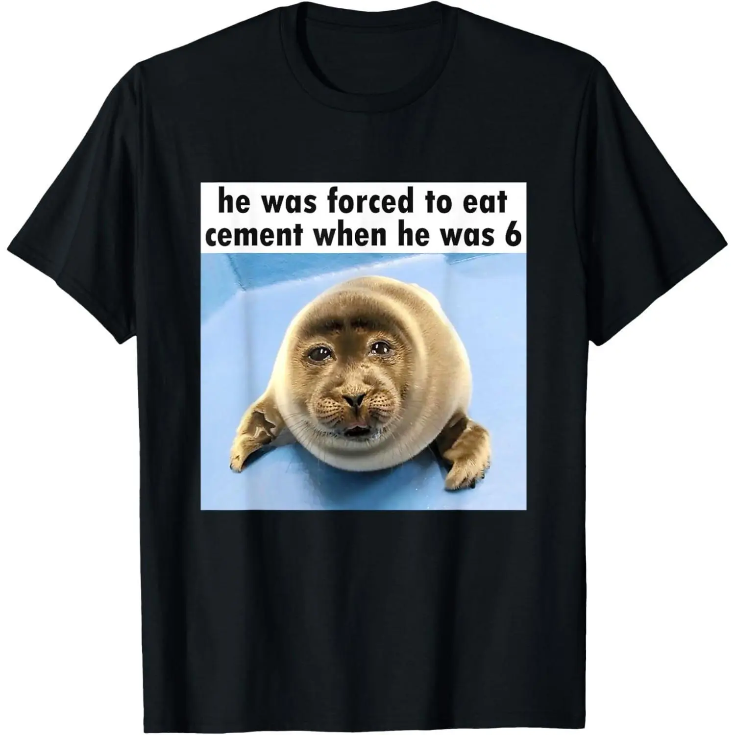 Seal Print Graphic T-Shirt with Funny Memes, Unisex Shortsleeve Top with Elastic Stretch for Simple Casual Wear