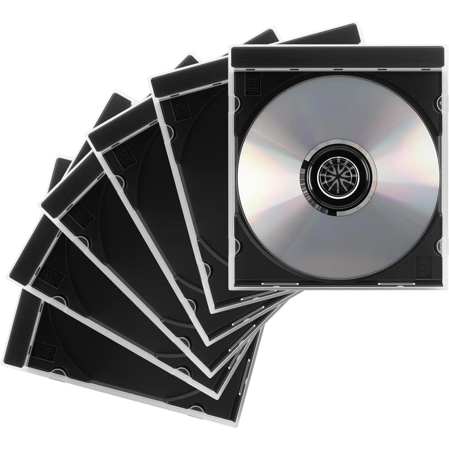 6 count Single  CD Jewel Cases,Stackable Clear CD Cases with Black Tray,10mm Thickness Standard Plastic CDs Case  Accessories Fit for Storing Discs,CDs,DVDs,Blu-Rays