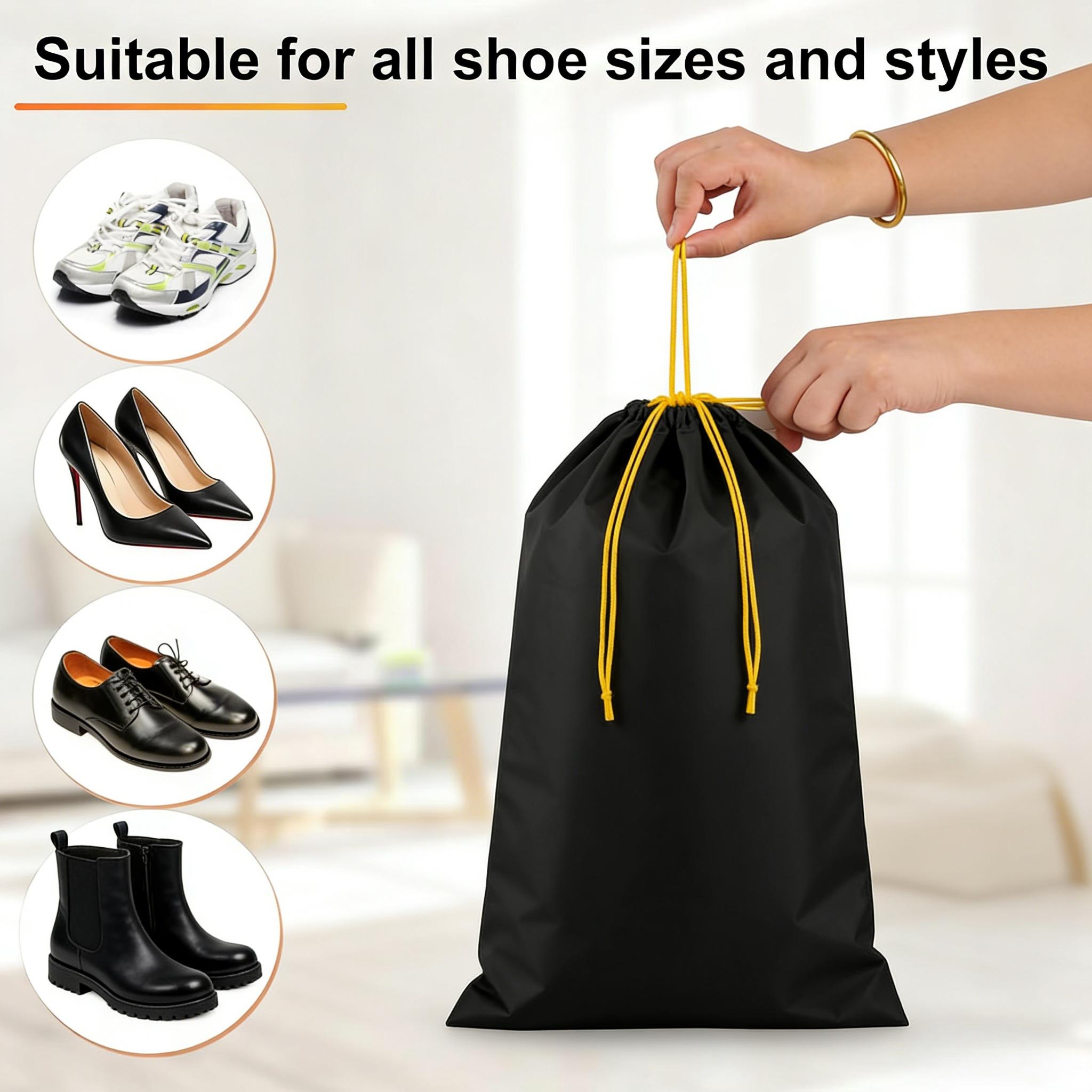 GETYEA-Waterproof Drawstring Bag-Versatile Storage and Packing Solution for Golf Shoes-Travel Essentials Unisex Design-Size 10 x 19 Inches Durable Waterproof Material-Black Sneaker Bag
