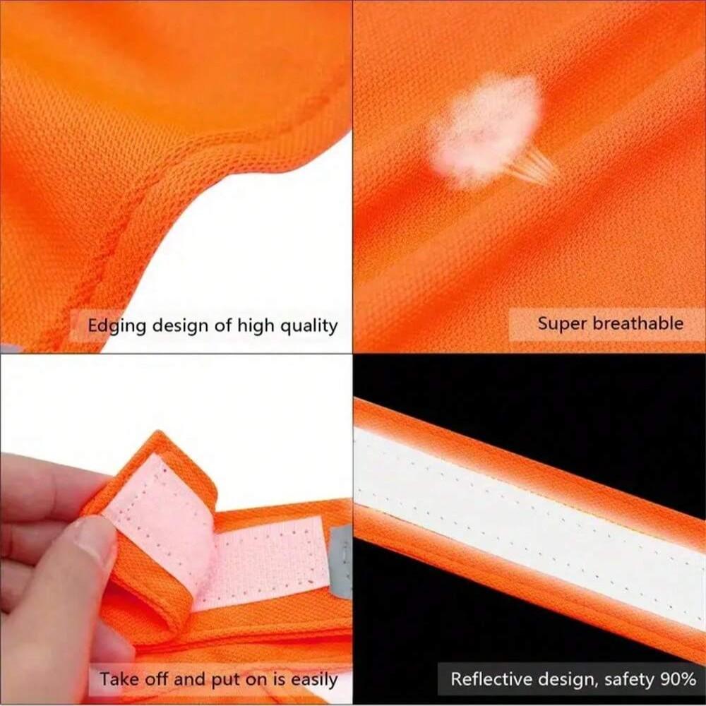Fluorescent Reflective Dog Vest, High Visibility Safety Pet Coat, Adjustable Hook Loop Straps for Small to Large Dogs