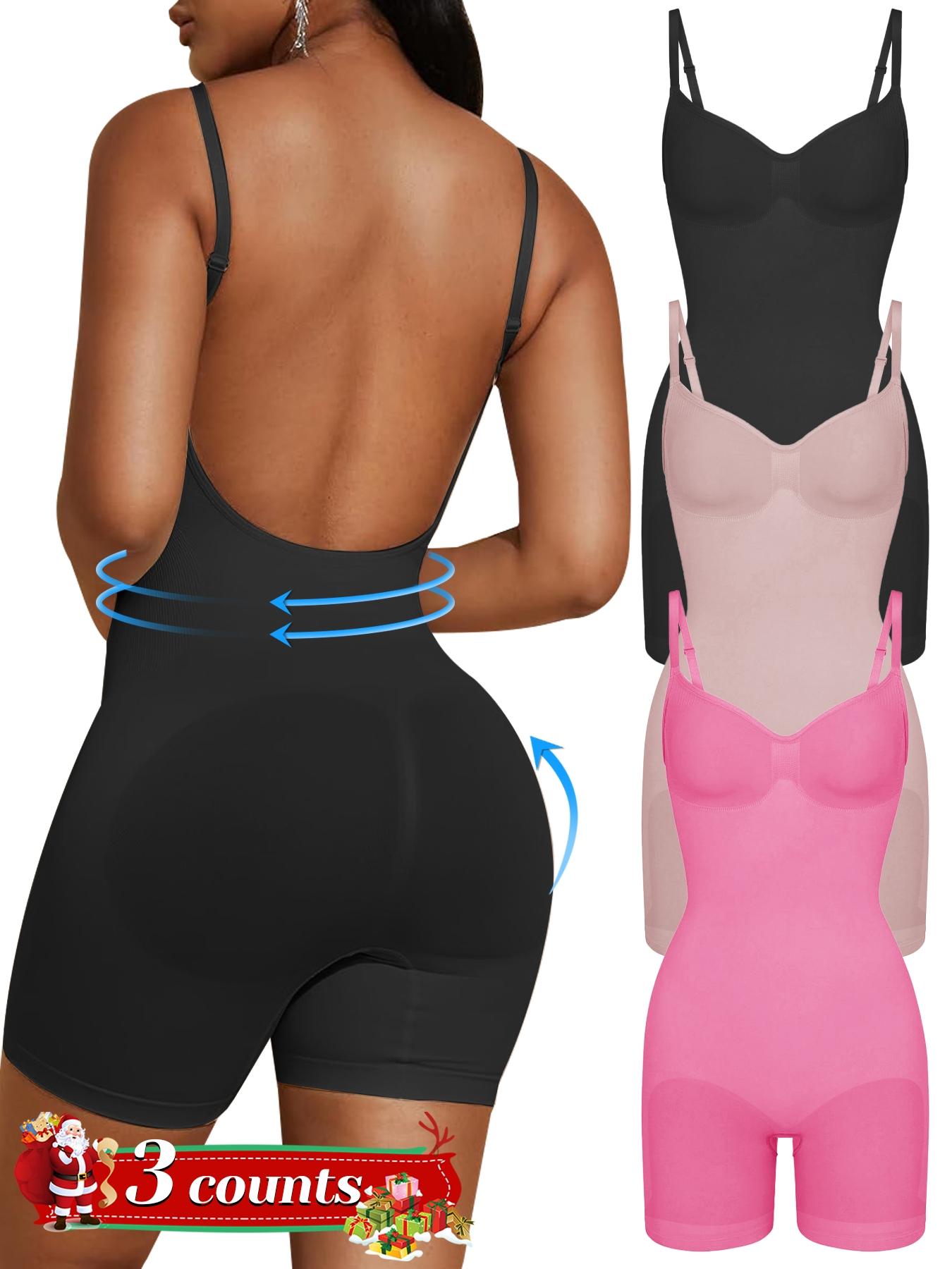 Women's Solid Backless Adjustable Strap Shapewear Bodysuit, Tummy Control Butt Lifting Seamless Shaper, Women's Shapewear for All Seasons