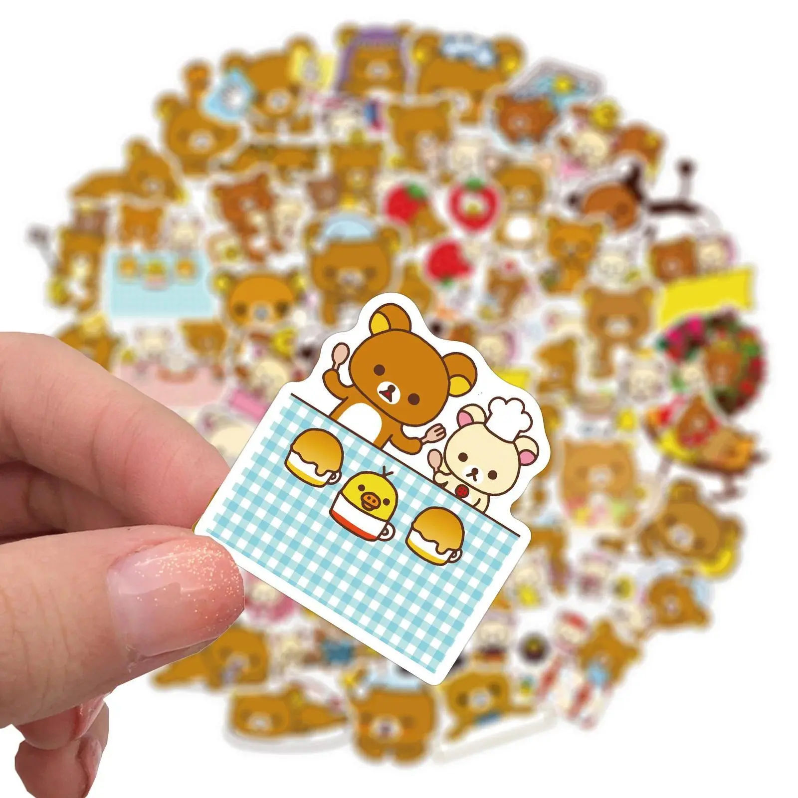 50/100PCS Kawaii Rilakkuma Bear Cute Cartoon Stickers for Guitar DIY TOY Bicycle Skateboard Laptop Luggage Decor