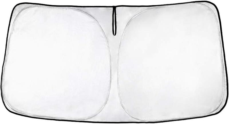 Canvcle Windshield Sun Shade for Ford Bronco 2021-2025 Foldable Sun Visor Protector Blocks 99% UV Rays Keeps Car Cooler Silver & Black 240T Reflective Fabric