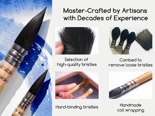 MEEDEN Watercolor Brushes Professional - 9 Pack Synthetic Squirrel Hair Artist Paint Brushes Set with Beech Wood Handle Great for Artists Hobbyists