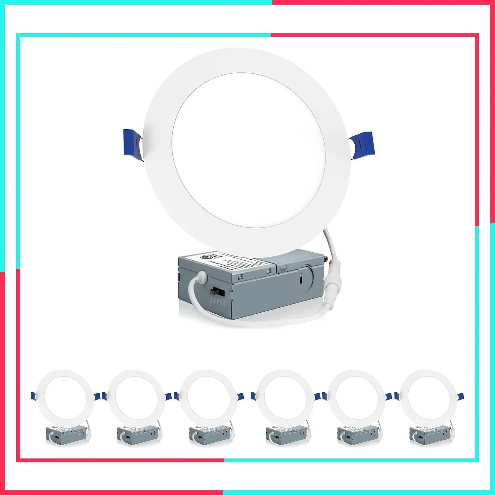 6 Pack 6 Inch 5CCT LED Recessed Lighting, Canless Wafer Downlight