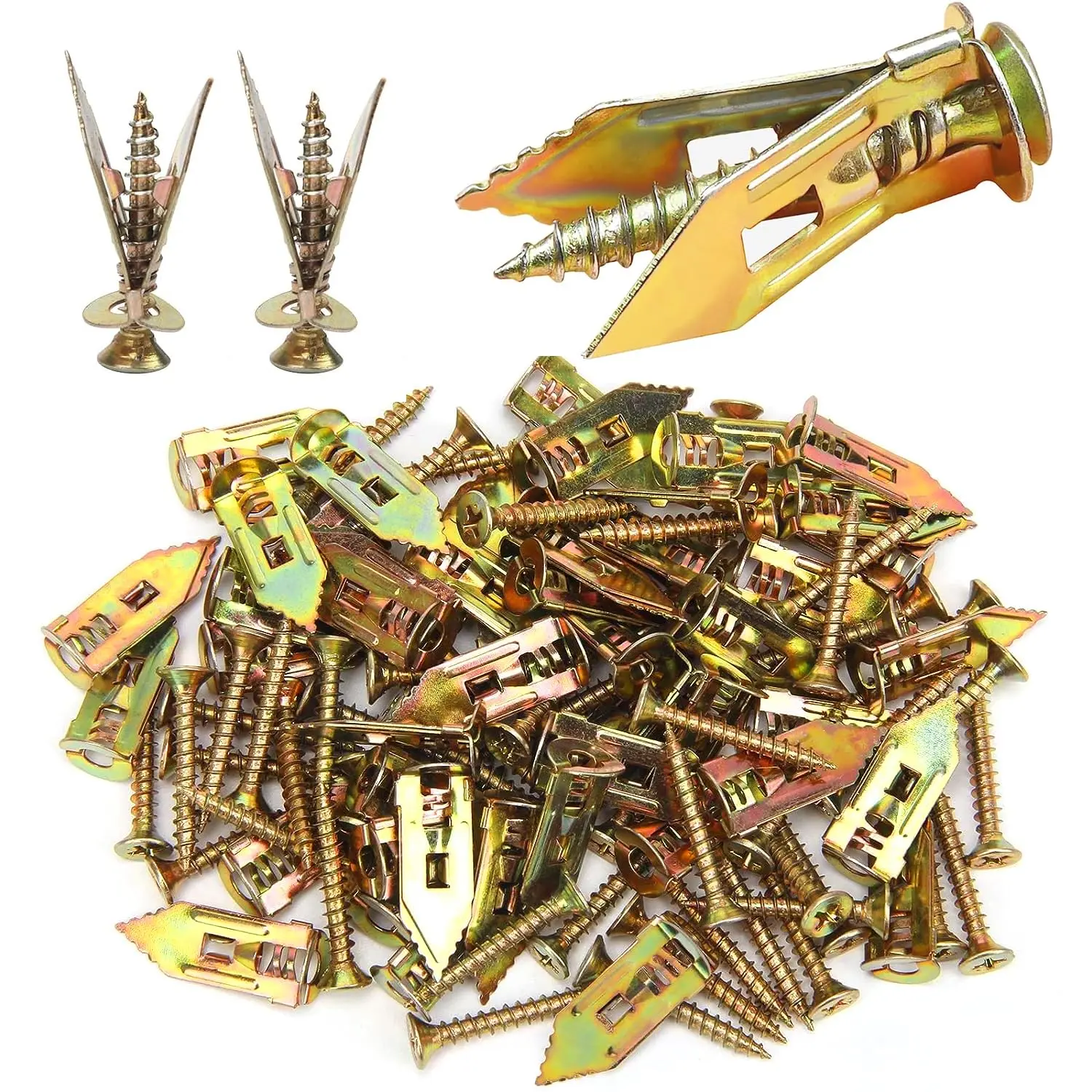 60PCS Self-Drilling Anchors Screws Meonsopoli Anchor Screws Drywall Anchors Screws Dry Wall Anchors and Screws Kit Easy Application No Drill No Holes Wall Cabinet Fixing Accessory